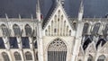 MECHELEN, Malines, Antwerp, BELGIUM, May 16, 2022, Detail of the tower facade and roof of St. Rumbold's cathedral