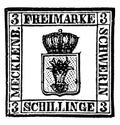 Mecklenburg Schwerin 3 Schillinge Stamp in 1856, vintage illustration