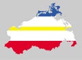 Mecklenburg Western Pomerania map with flag vector illustration, Germany province.