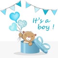 `It`s a boy`. Baby shower greeting card vector illustration Royalty Free Stock Photo