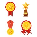 Vector illustration of medals and trophies. Suitable for the design elements of a championship, award night, and sports champion