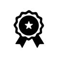 Medal, achievement symbol flat black line icon, Vector Illustration