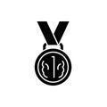 Medal first place black icon, vector sign on isolated background. Medal first place concept symbol, illustration Royalty Free Stock Photo