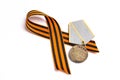 Medal of Great patriotic war with St George`s ribbon on white ba