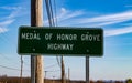 Medal of Honor Grove Highway Marker Sign Royalty Free Stock Photo