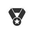 Medal icon in flat style. Prize sign vector illustration on white isolated background. Trophy award business concept