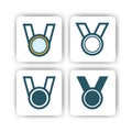 Medal icon for mobile, web, and presentation with flat color vector illustrator