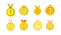 Medal icon set, cartoon style Royalty Free Stock Photo