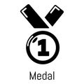 Medal icon, simple black style Royalty Free Stock Photo