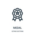 medal icon vector from voting elections collection. Thin line medal outline icon vector illustration