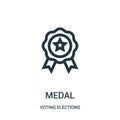 medal icon vector from voting elections collection. Thin line medal outline icon vector illustration