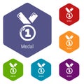 Medal icons vector hexahedron Royalty Free Stock Photo