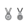 Medal line and glyph icon, trophy and award Royalty Free Stock Photo