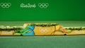 Medal podium during tennis men singles final medal ceremony at the Maria Esther Bueno Court of the Rio 2016 Olympic Games