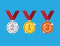 Medal set winner competition in flat illustration vector icon Royalty Free Stock Photo