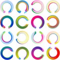 Medal Sticker Label Ring Circle Arc Swirl Multicolor Set