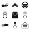 Medal to employee icons set, simple style Royalty Free Stock Photo