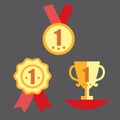 Medal, Trophy, and Ribbon Award Icon Set