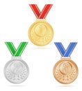 Medal winner sport gold silver bronze stock vector illustration
