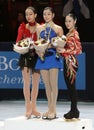 Medalists in ladies single skating Royalty Free Stock Photo