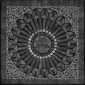 Medallion ceramic tile and bordure pattern useful as background or texture, black white gray medallion ceramic and bordure texture