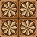 Medallion design parquet floor, wooden texture