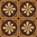 Medallion design parquet floor, wooden texture