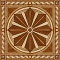 Medallion design parquet floor, wooden texture