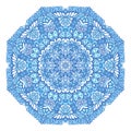 Medallion mandala vector blue and white pattern with arabesques and floral elements Royalty Free Stock Photo