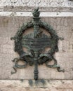 Medallion on the monumental sculpture of Luigi Galvani in the Luigi Galvani Square in Bologna, Italy.
