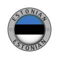 Medallion with the name of the country of Estonia and a round fl