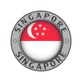 Medallion with the name of the country of Singapore and a round