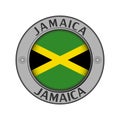 Medallion with the name of Jamaica and a round flag