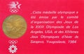 Medallion - Olympic Games Sarajevo - Los Angeles 1984