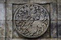 medallion in the penataran temple with animal reliefs