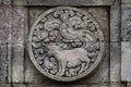 medallion in the penataran temple with animal reliefs