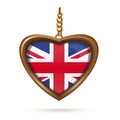 Medallion in the shape of a heart with a UK flag Royalty Free Stock Photo