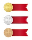 Winners banners for sports competition, gold, silver, bronze medal Royalty Free Stock Photo