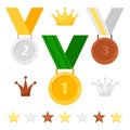 Medals, crowns and stars set Royalty Free Stock Photo