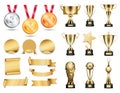 Medals and Cups Icons Color Vector Illustration Royalty Free Stock Photo
