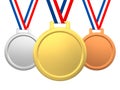 Medals, gold, silver and bronze