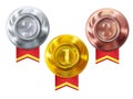 Medals gold, silver, bronze vector champion awards Royalty Free Stock Photo