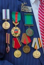 Medals and Gold Star Medal of Hero of the Soviet Union . Patriotic holiday in honor of the anniversary of the end of the war, Royalty Free Stock Photo