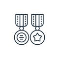 medals icon vector from antique concept. Thin line illustration of medals editable stroke. medals linear sign for use on web and Royalty Free Stock Photo