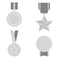 Medals Icons isolated on white background. Set of Medals symbol for your web site design, logo, app, UI. Award medals in gray.