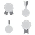 Medals Icons isolated on white background. Set of Medals symbol for your web site design, logo, app, UI. Award medals in gray.