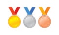 Medals with ribbons isolated Royalty Free Stock Photo