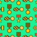 Medals seamless pattern, military pattern with medals, veterans day Royalty Free Stock Photo