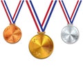 Winner Gold, Silver, Bronze Medals Set Vector. Royalty Free Stock Photo