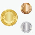 Winner Gold, Silver, Bronze Medals Set Vector Royalty Free Stock Photo